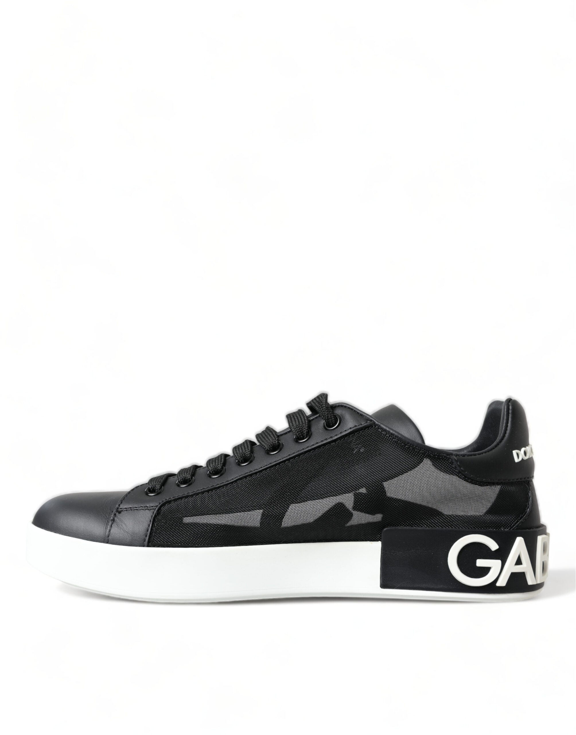 Dolce & Gabbana Black White Logo Mesh Sneakers Women Shoes