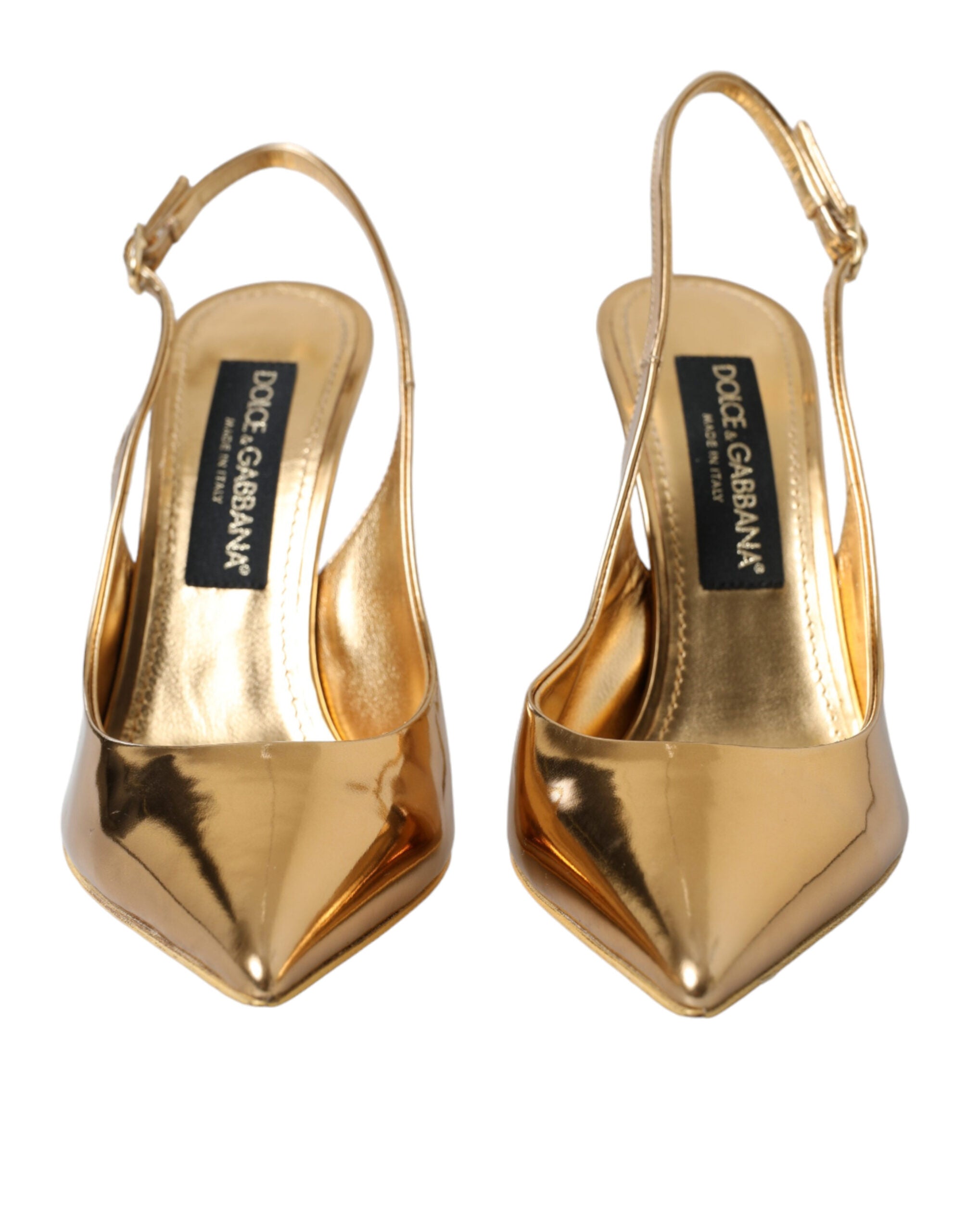 Dolce & Gabbana Gilded Luxe Leather Slingback Heels