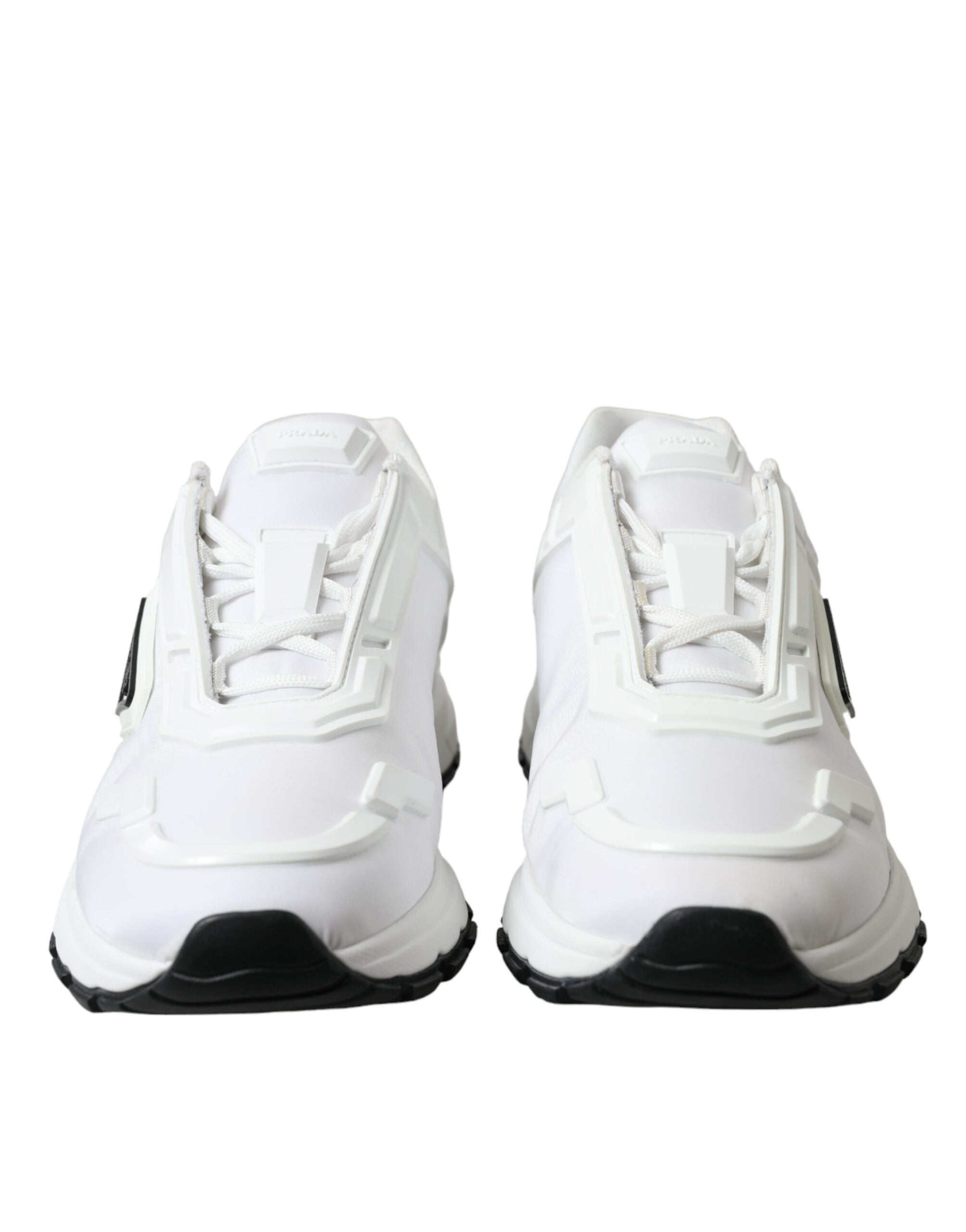 Prada Elegant White Nylon Low Top Sneakers