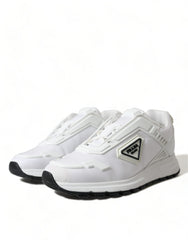Prada Elegant White Nylon Low Top Sneakers