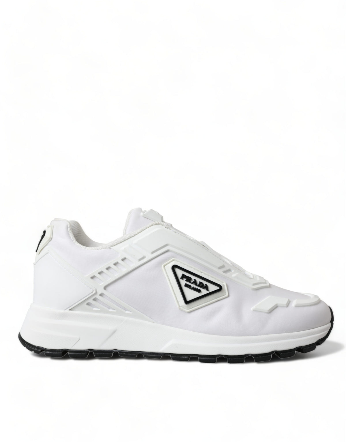 Prada Elegant White Nylon Low Top Sneakers