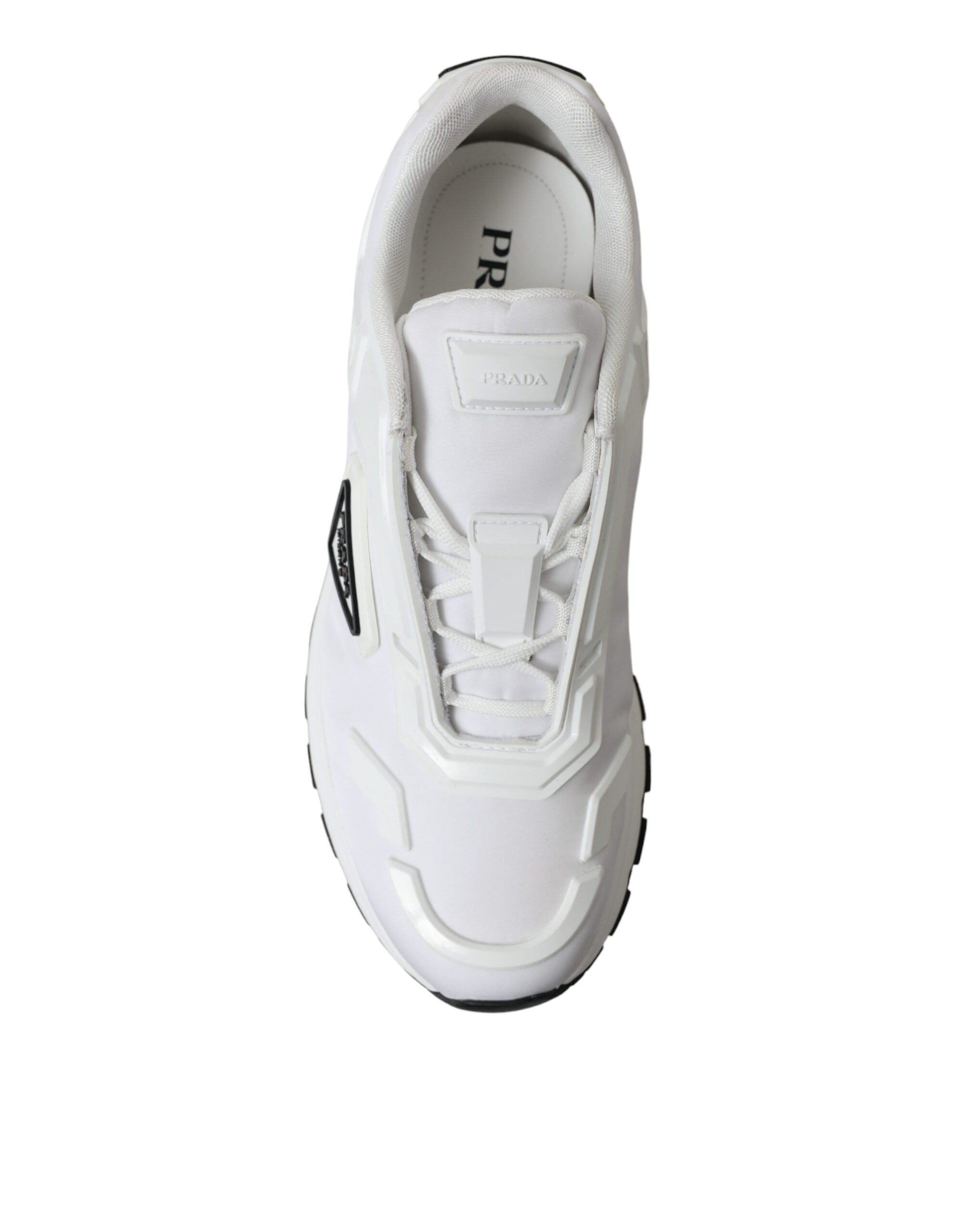 Prada Elegant White Nylon Low Top Sneakers