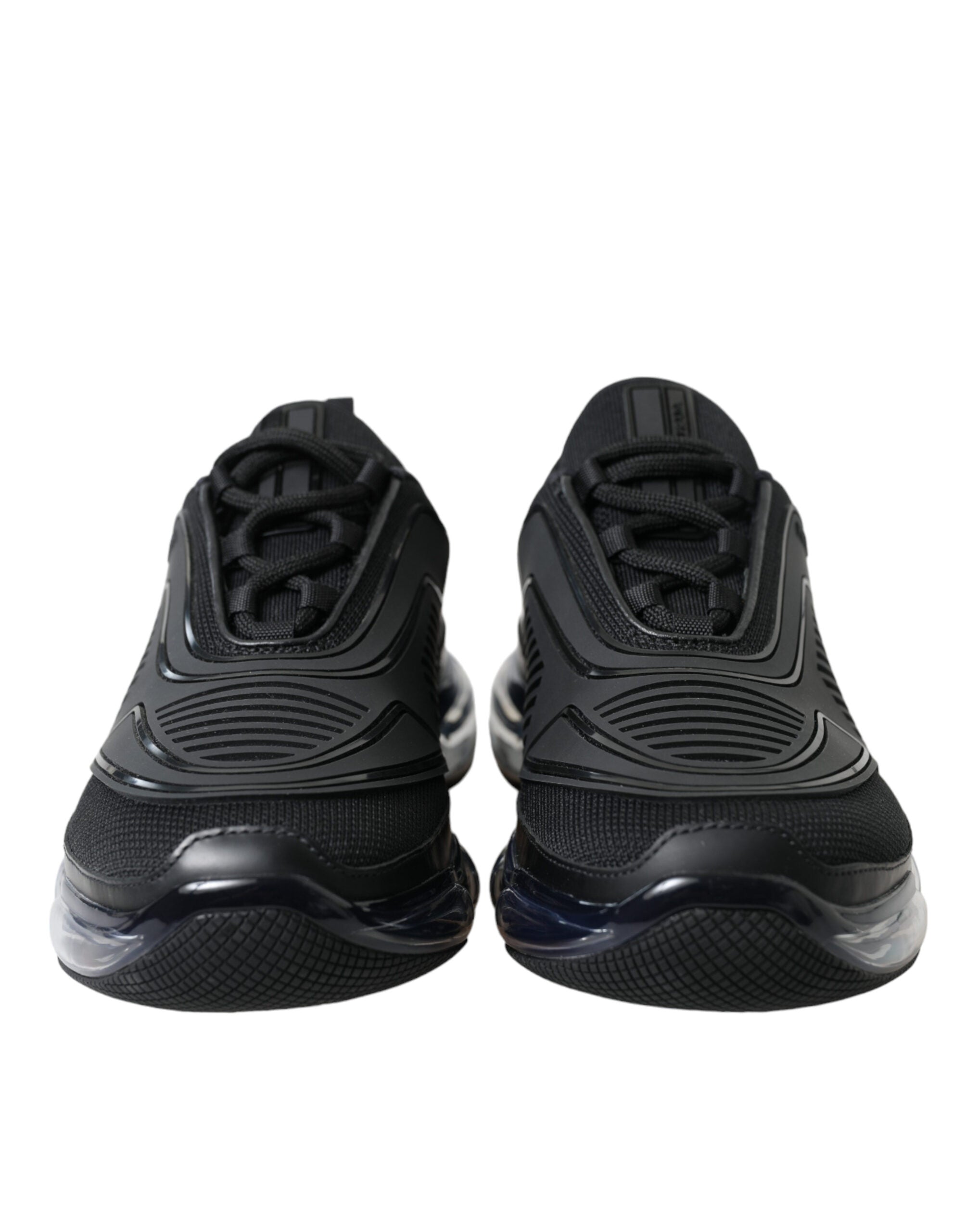 Prada Black Rubber Knit Slip On Low Top Sneakers Shoes