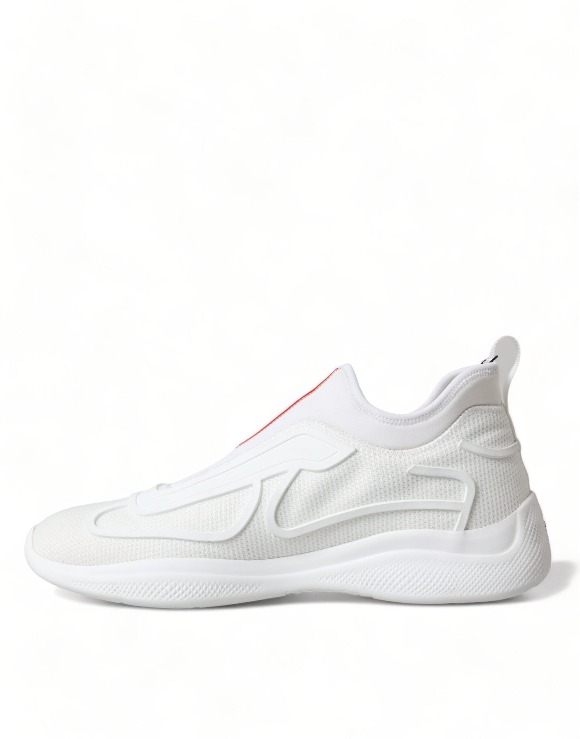 Prada Elevate Your Style with Sleek White Knit Sneakers