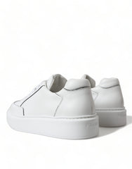 Prada Sleek White Leather Low Top Sneakers