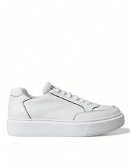 Prada Sleek White Leather Low Top Sneakers