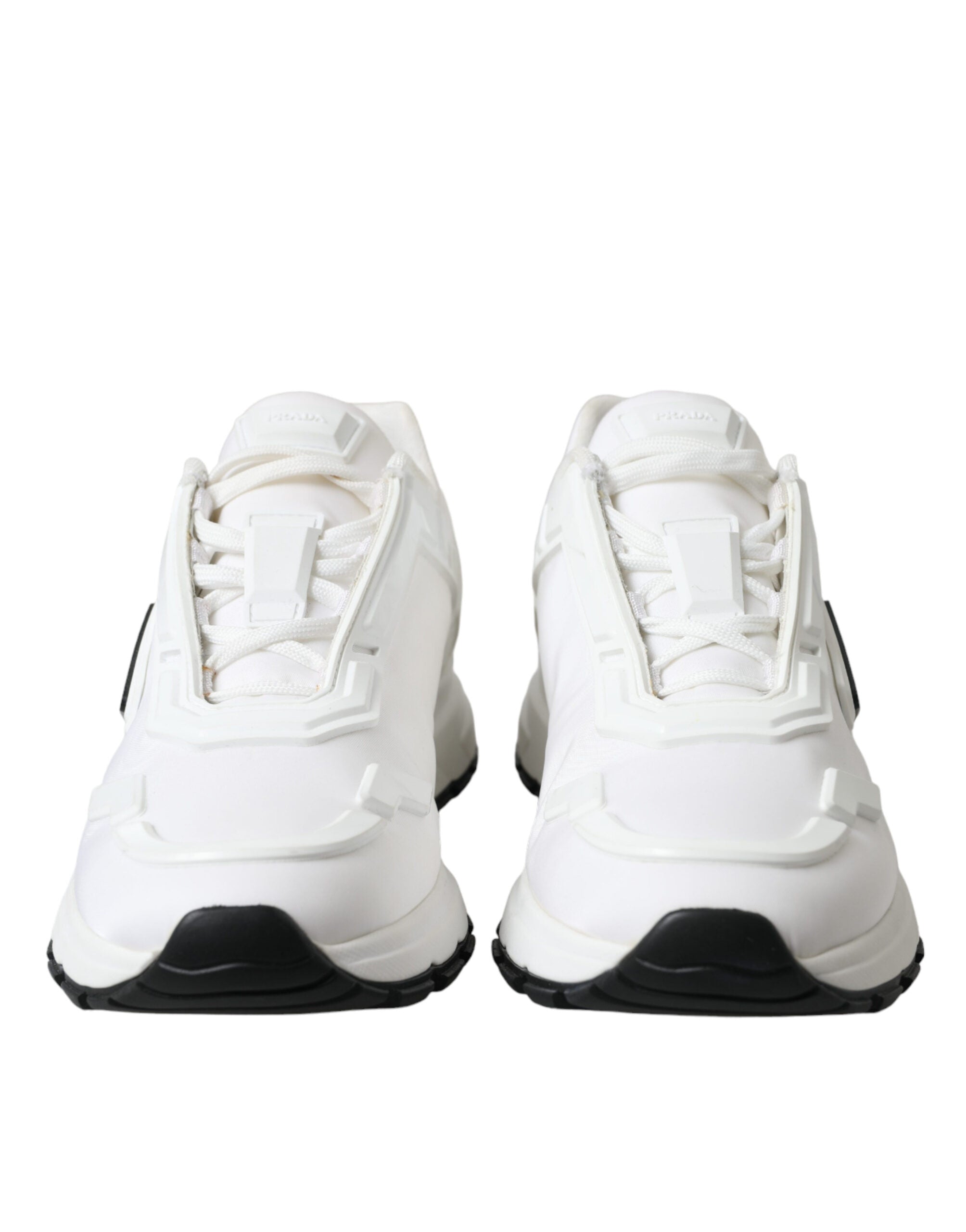 Prada Sleek White Nylon Low Top Sneakers