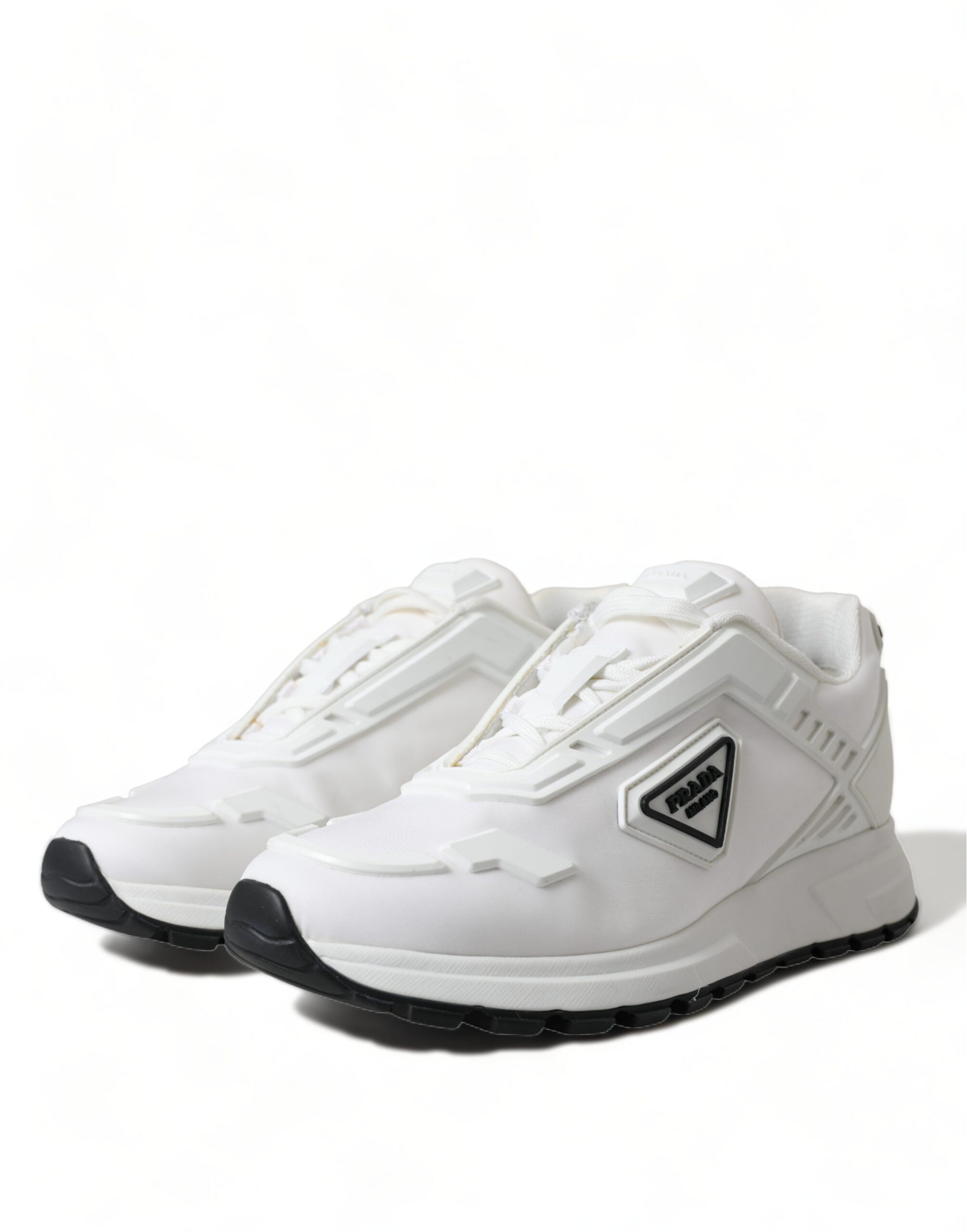 Prada Sleek White Nylon Low Top Sneakers