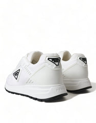 Prada Sleek White Nylon Low Top Sneakers