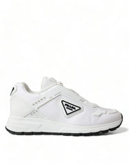 Prada Sleek White Nylon Low Top Sneakers