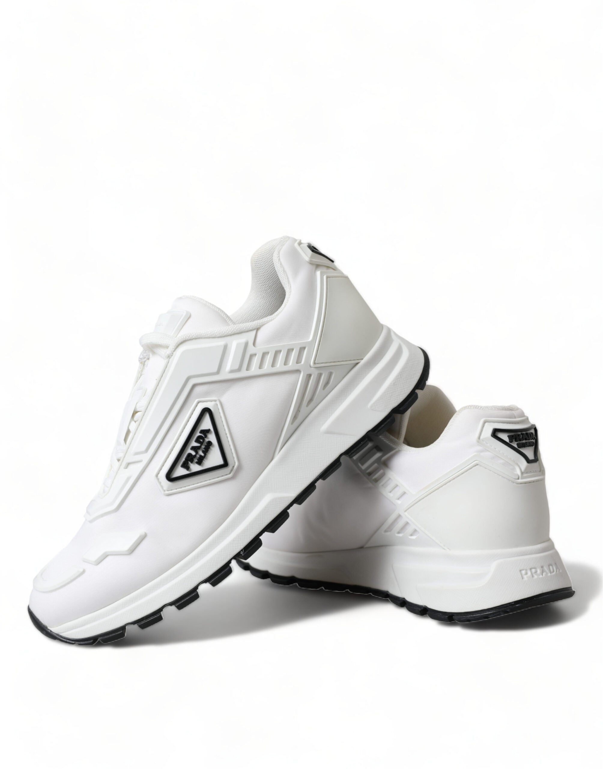 Prada Sleek White Nylon Low Top Sneakers