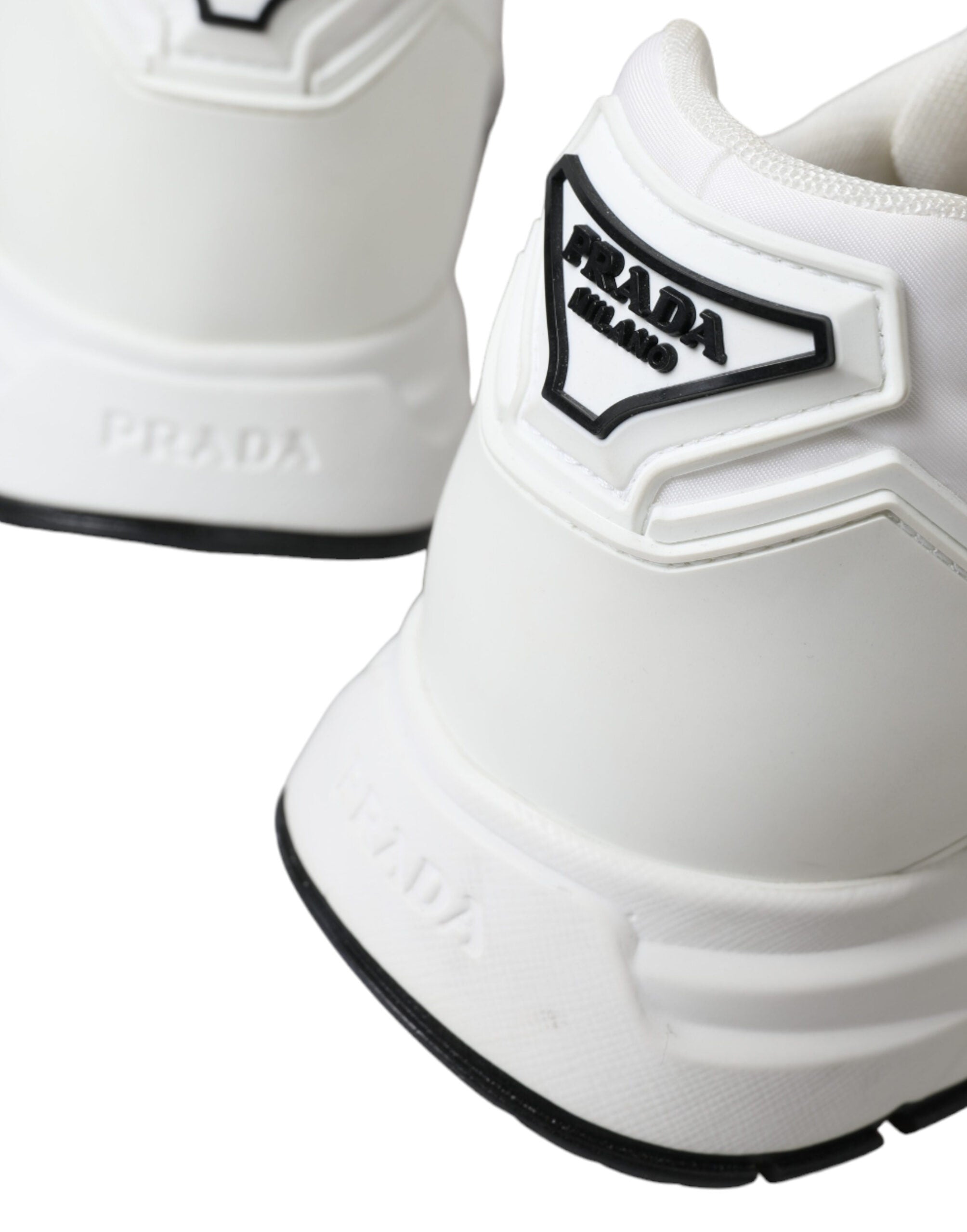 Prada Sleek White Nylon Low Top Sneakers