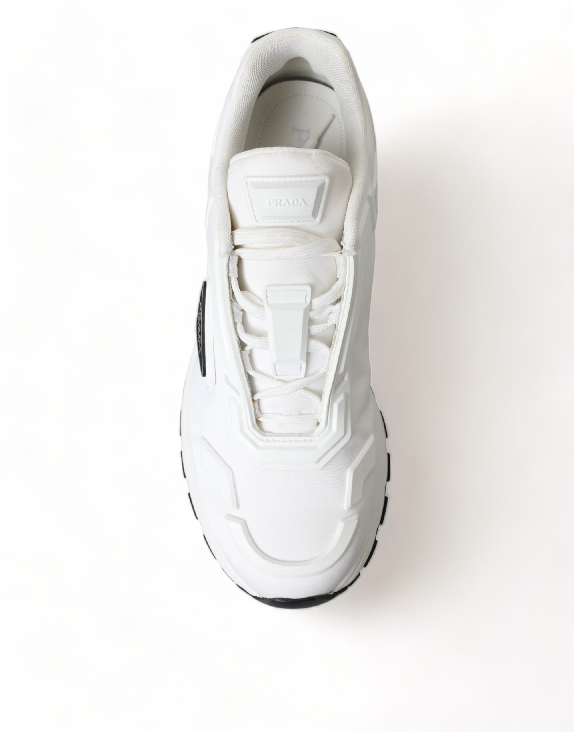Prada Sleek White Nylon Low Top Sneakers