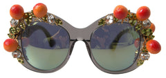 Dolce & Gabbana Chic Gray Crystal Applique Women's Sunglasses
