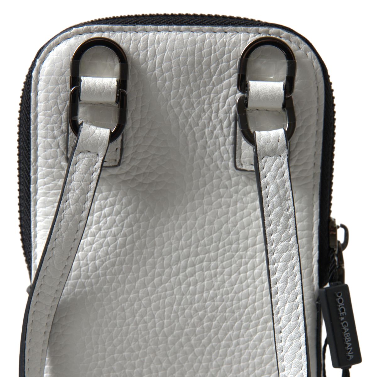 Dolce & Gabbana Elegant White Leather Phone Crossbody Bag