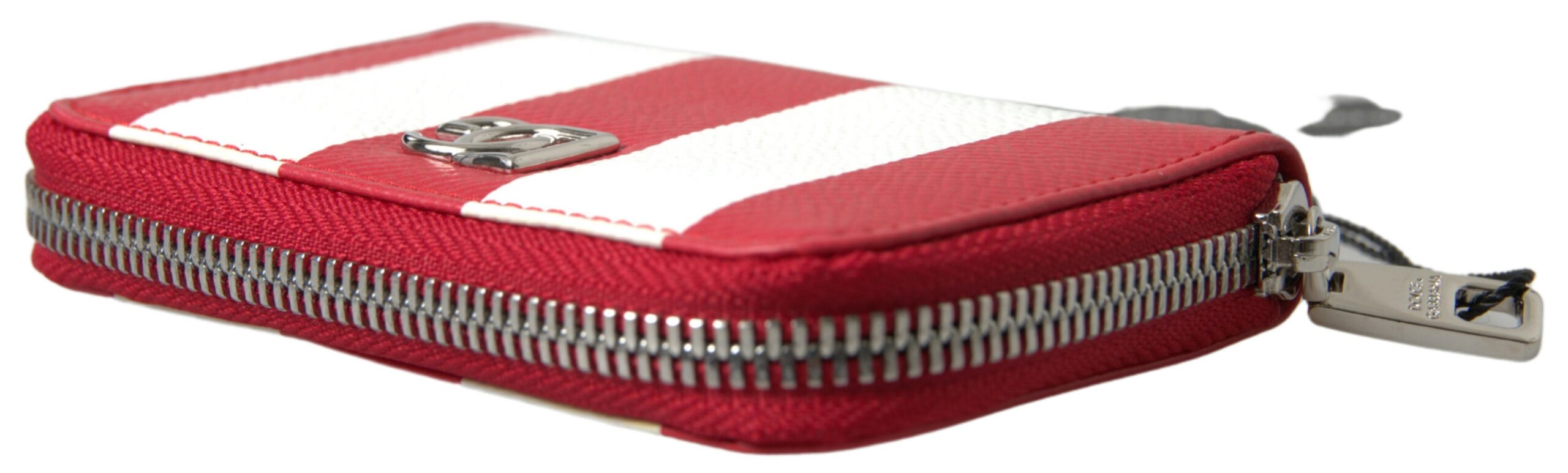 Dolce & Gabbana Elegant Continental Zip Wallet - Red & White Leather