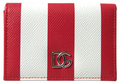 Dolce & Gabbana Elegance Unfolded: Red & White Leather Bifold Wallet