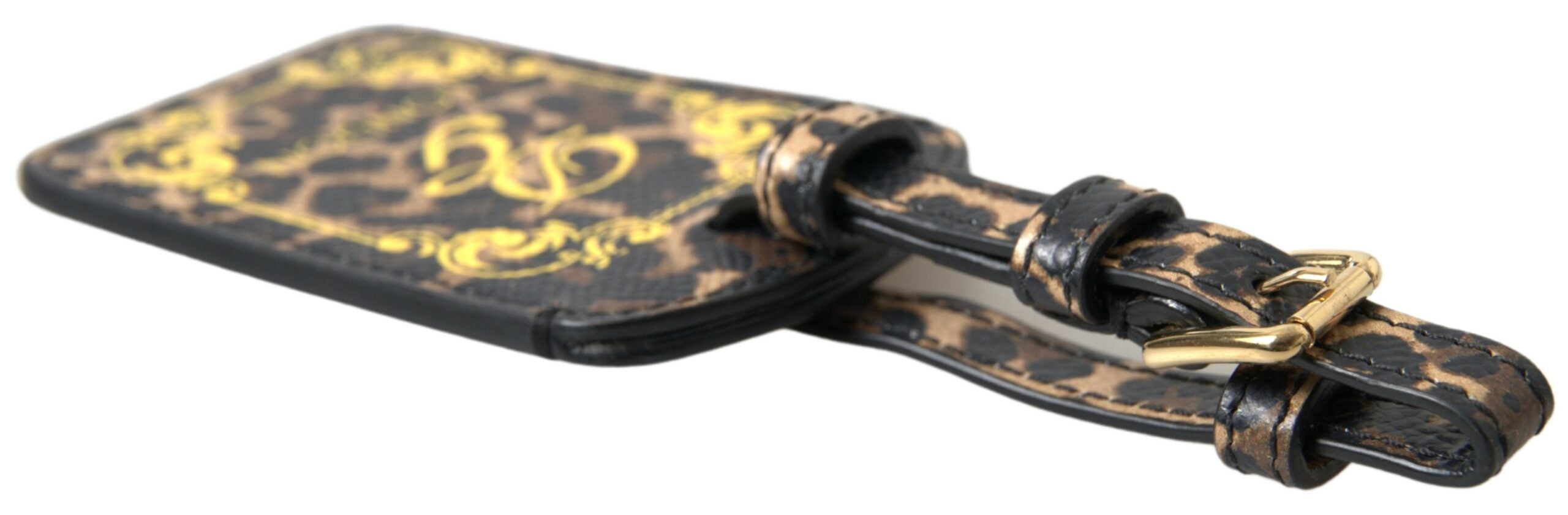 Dolce & Gabbana Elegant Leopard Leather Luggage Tag