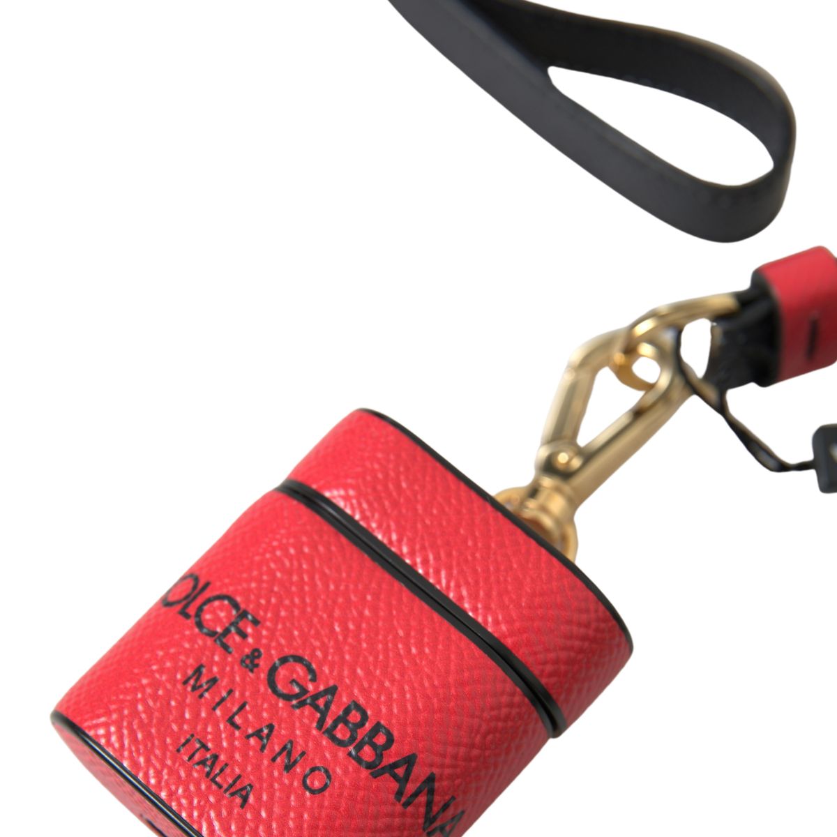 Dolce & Gabbana Elegant Leather Airpods Case in Black and Red