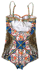 Dolce & Gabbana Multicolor Caretto Print One Piece Swimsuit