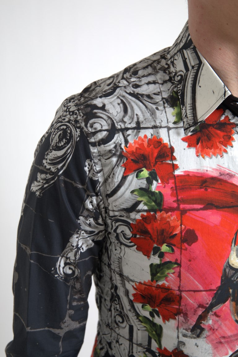 Dolce & Gabbana Floral Bull Print Casual Cotton Shirt