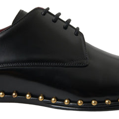Dolce & Gabbana Elegant Gold-Accented Black Leather Dress Shoes