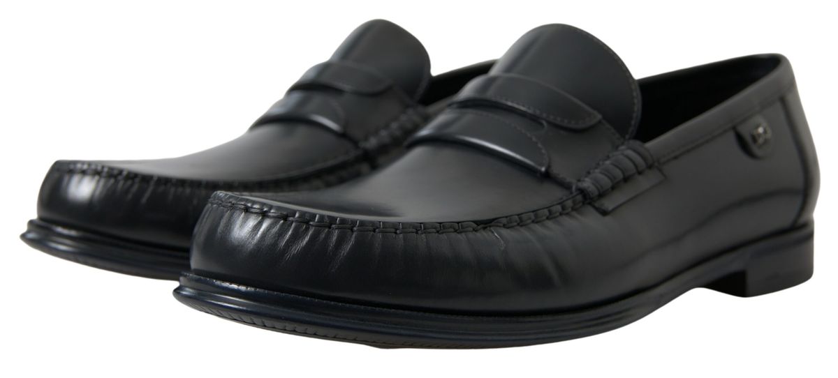 Dolce & Gabbana Elegant Black Leather Mens Loafers