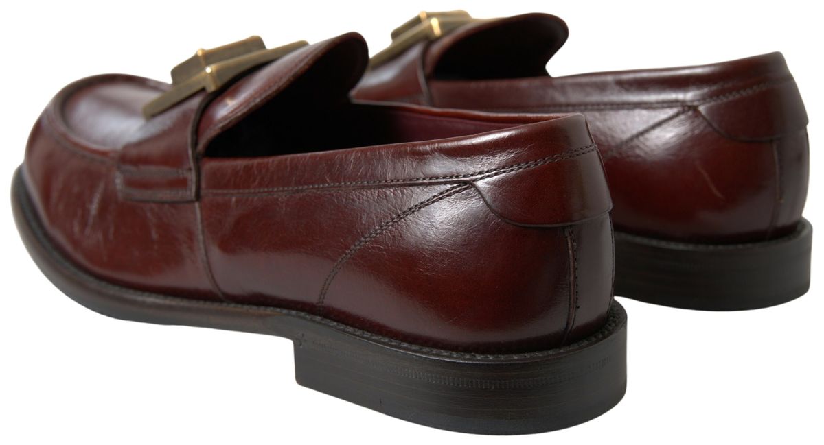 Dolce & Gabbana Elegant Bordeaux Leather Dress Loafers