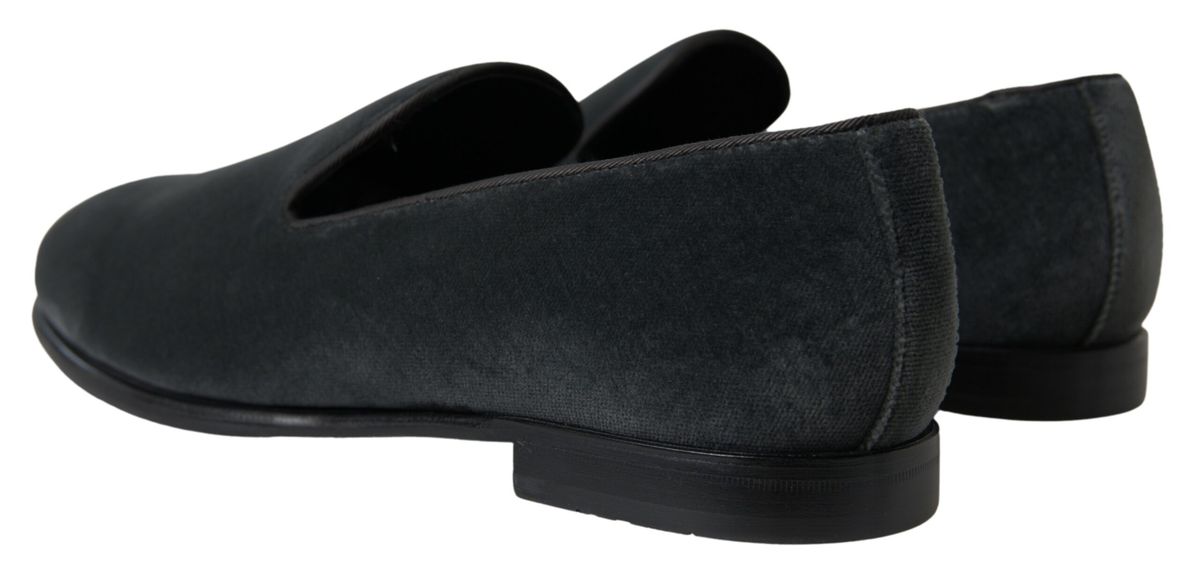 Dolce & Gabbana Elegant Gray Velvet Loafers for Men