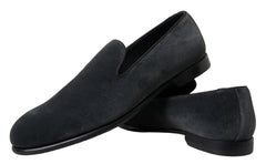 Dolce & Gabbana Elegant Gray Velvet Loafers for Men