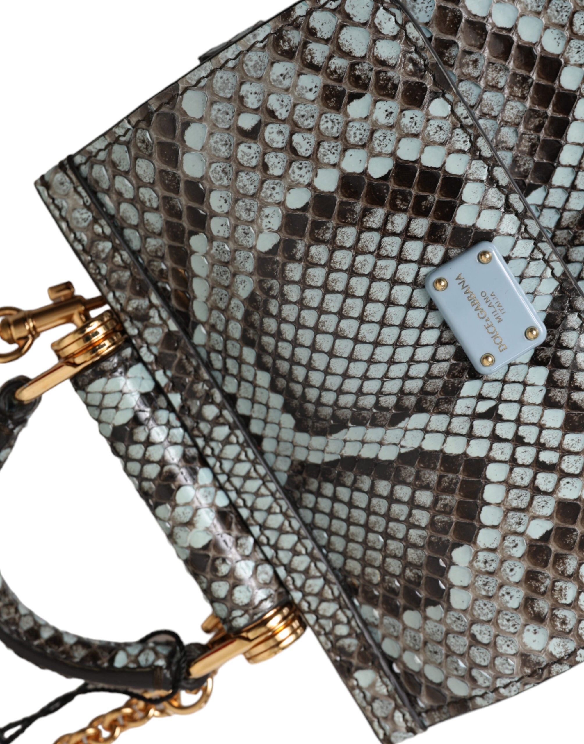 Dolce & Gabbana Blue Exotic Leather Logo Phone Crossbody Purse Bag