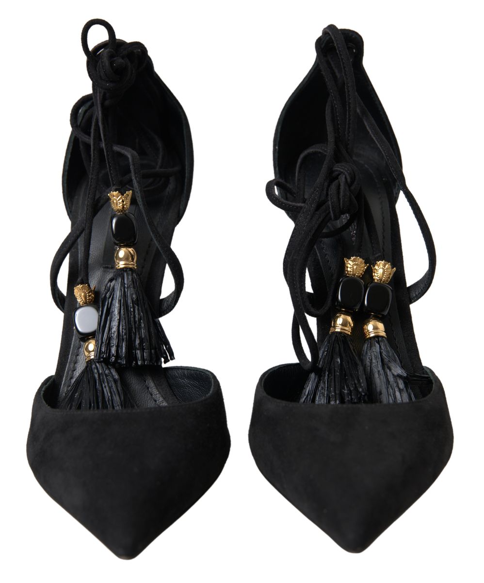 Dolce & Gabbana Elegant Black Ankle Strap Stiletto Heels