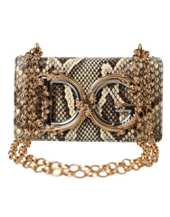 Dolce & Gabbana Beige Exotic Leather DG GIRLS Logo MICRO Crossbody Bag