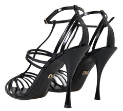 Dolce & Gabbana Elegant Black Leather Stiletto Sandals