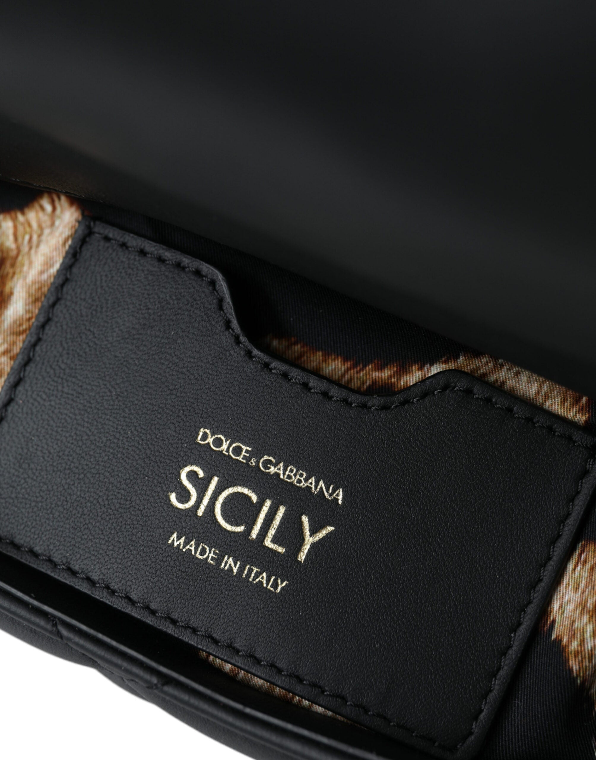 Dolce & Gabbana Elegant Black Leather Sicily Shoulder Bag