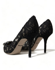 Dolce & Gabbana Elegant Taormina Lace Heels with Crystal Embellishment