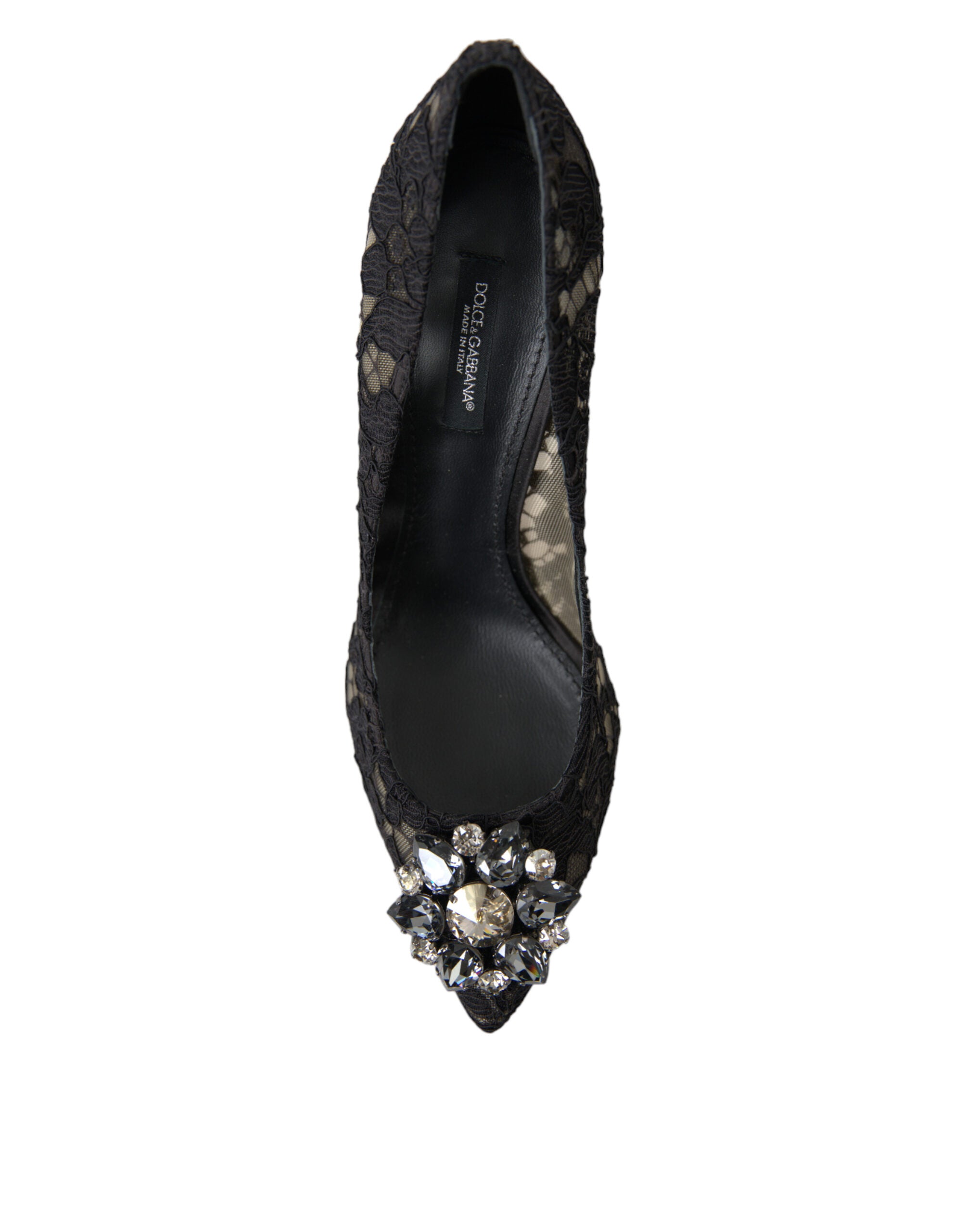 Dolce & Gabbana Elegant Taormina Lace Heels with Crystal Embellishment