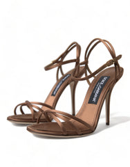 Dolce & Gabbana Elegant Brown Silk Blend Heeled Sandals