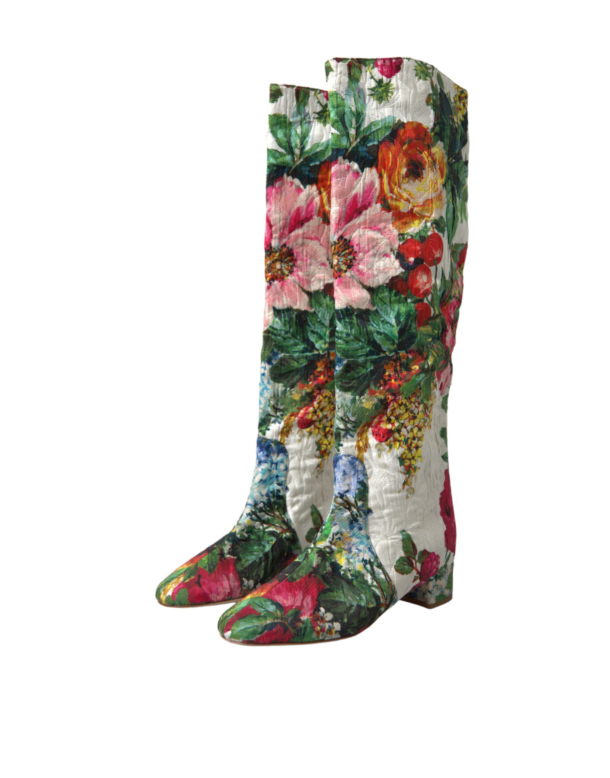 Dolce & Gabbana Floral Brocade Knee High Boots