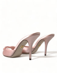 Dolce & Gabbana Pink Satin Slip On Heels Sandals Shoes