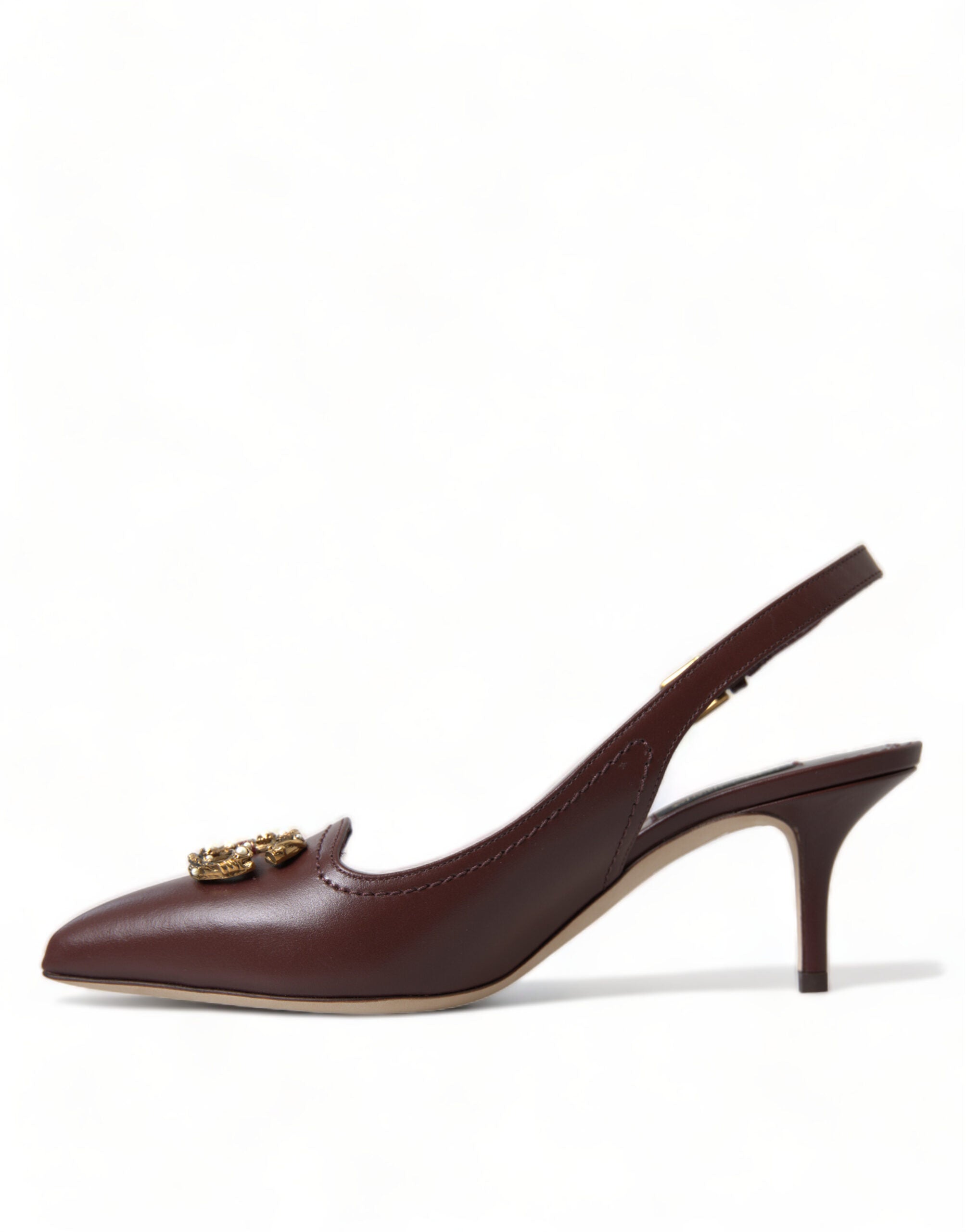Dolce & Gabbana Elegant Leather Slingback Pumps - Chic Brown Hue
