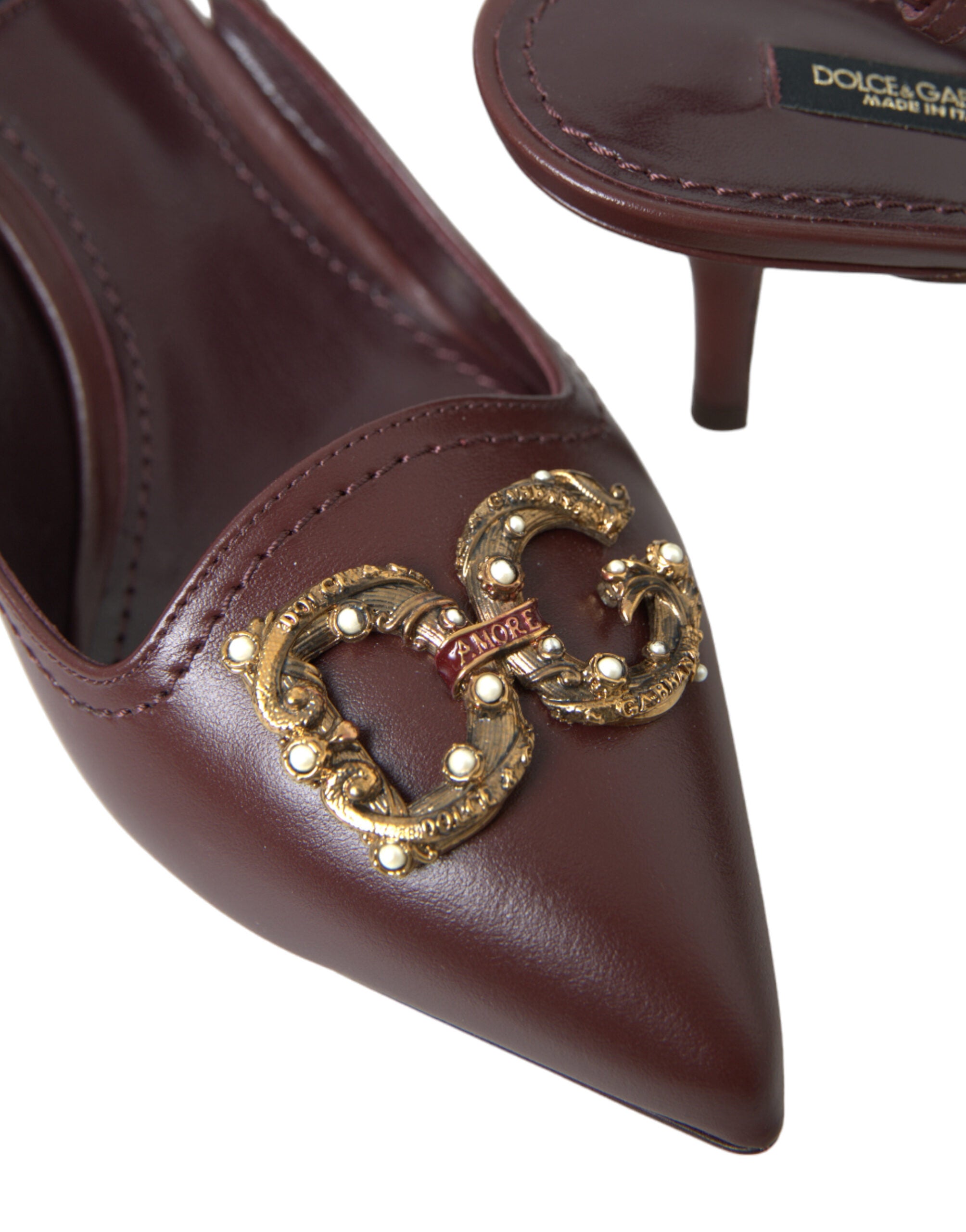 Dolce & Gabbana Elegant Leather Slingback Pumps - Chic Brown Hue