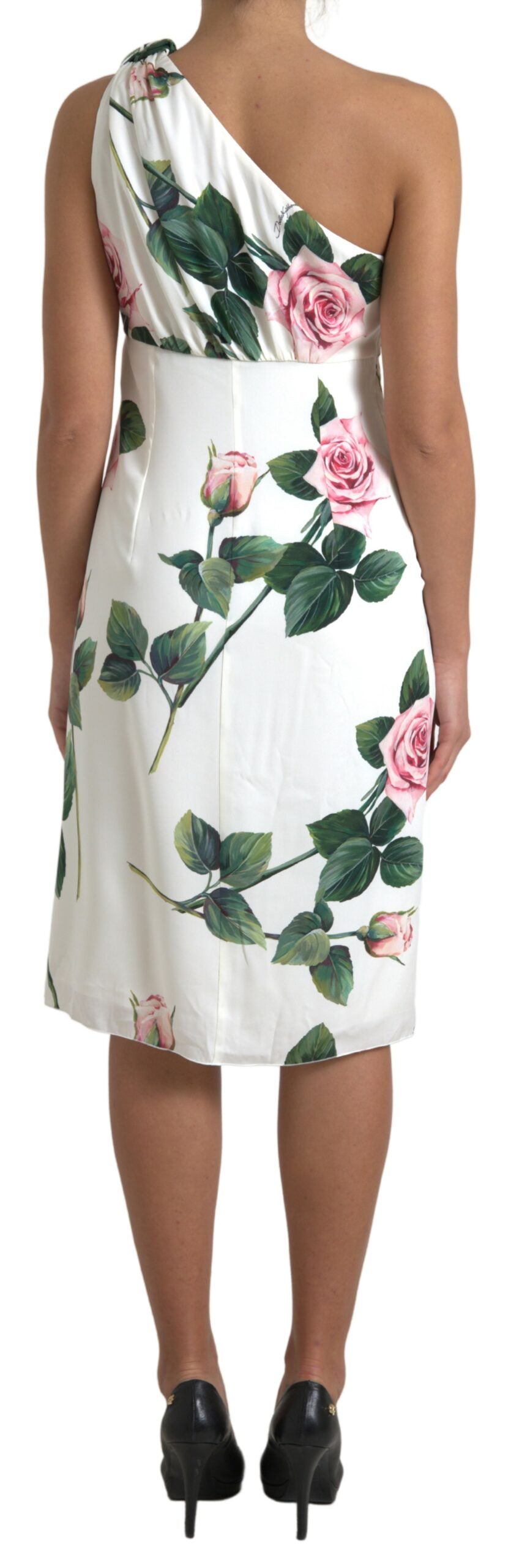 Dolce & Gabbana Elegant One-Shoulder Floral Midi Dress