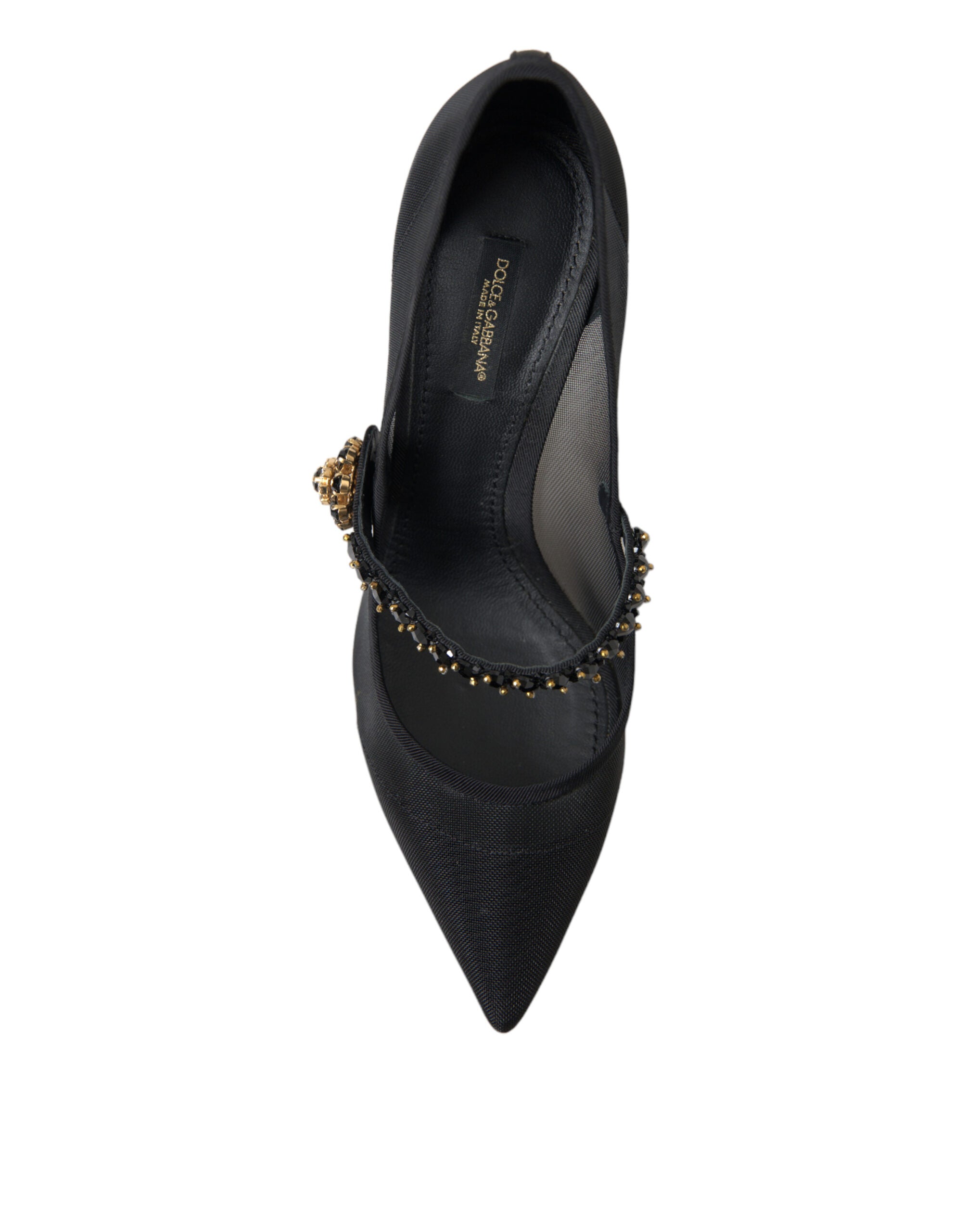 Dolce & Gabbana Crystal-Embellished Black Mary Jane Stilettos