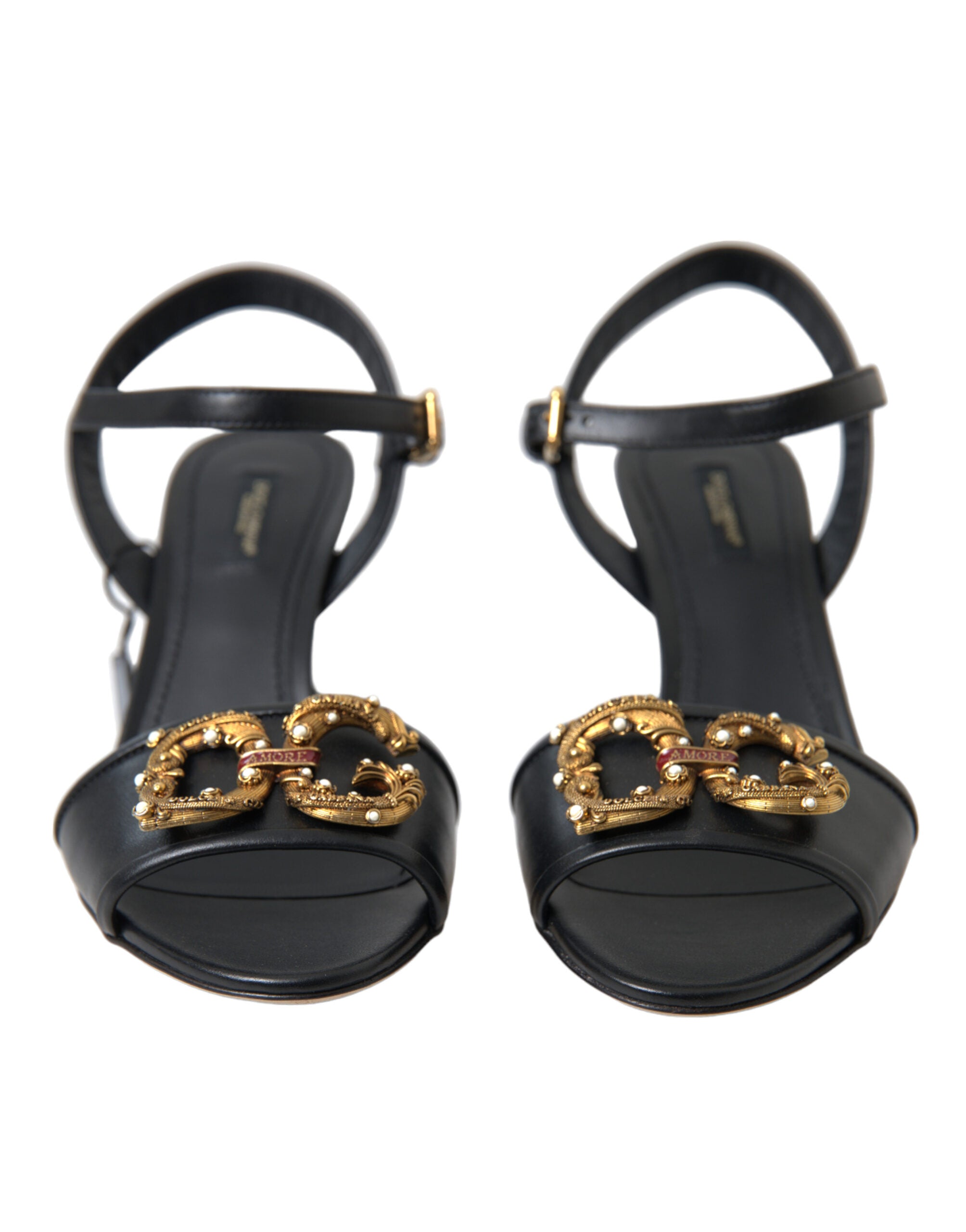Dolce & Gabbana Elegant Black Leather Heels Sandals