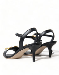 Dolce & Gabbana Elegant Black Leather Heels Sandals