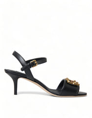 Dolce & Gabbana Elegant Black Leather Heels Sandals