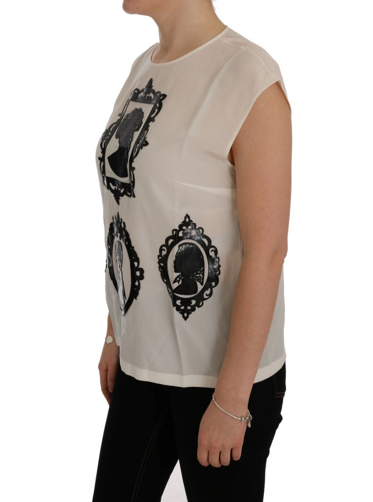 Dolce & Gabbana Embroidered Silk Sicily Frame Blouse