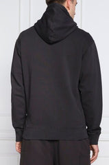 Hugo Boss Dark Blue Cotton Logo Details Hooded Sweatshirt