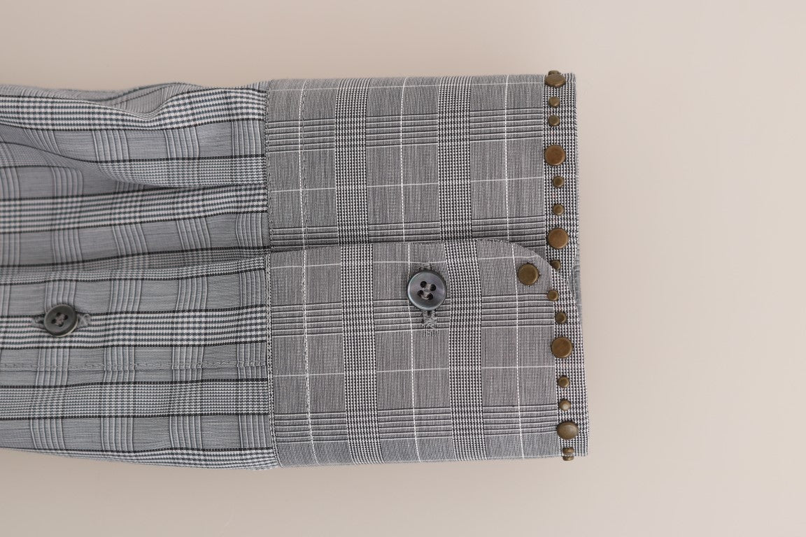 Dolce & Gabbana Elegant Gray Checkered Slim Fit Casual Shirt